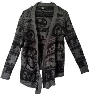 Disney The Nightmare Before Christmas Open Cardigan Sweater Grey/Black - Small